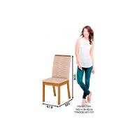 Sala de Jantar Completa Dora 90Cm + 4 Cadeiras Isa Nature Veludo Light Linho