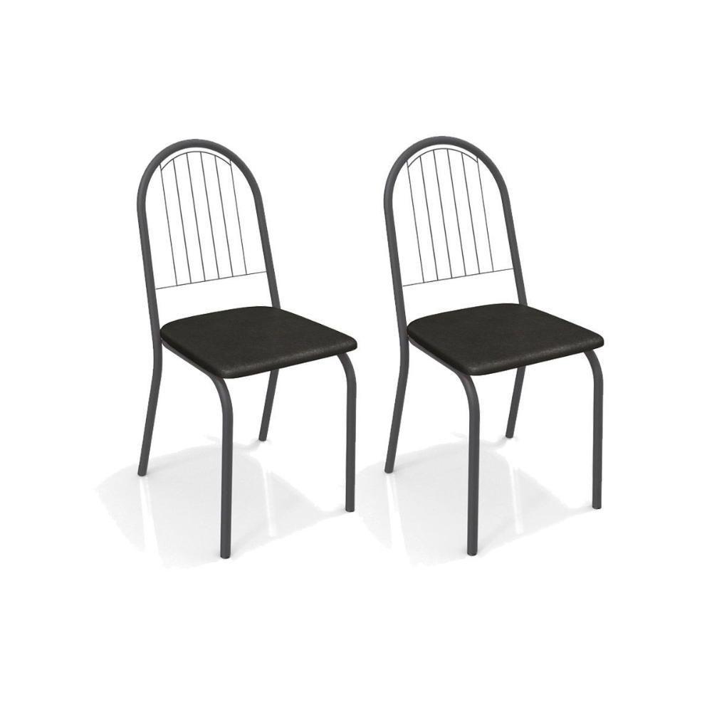 Kit 2 Cadeiras de Cozinha Noruega 2C077PRF  2 Un Preto Fosco/Courano Preto - Kappesberg - 1