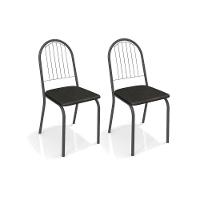 Kit 2 Cadeiras de Cozinha Noruega 2C077PRF  2 Un Preto Fosco/Courano Preto - Kappesberg - 1