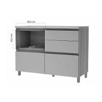 Balcão de Cozinha Rainha 1 Porta e 4 Gaveta c/ Tampo 120 cm Branca/Nature - Nesher