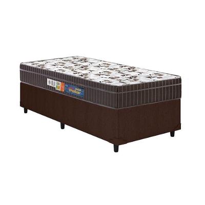 Cama Box Solteiro: Colchão Espuma D45 Polar Pérola Brown + Base CRC Courano Brown(88x188)
