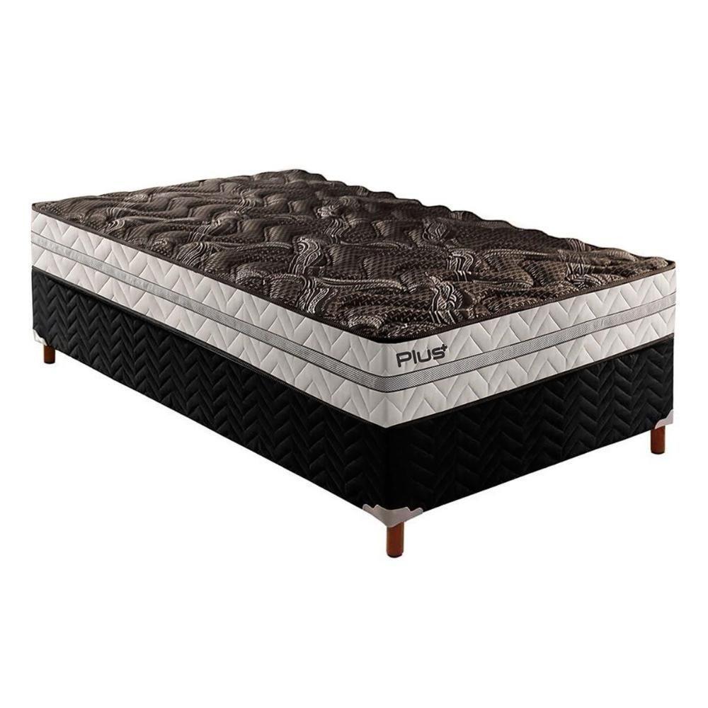 Cama Box Solteiro: Colchão Espuma D33 Paropas Pasquale Plus + Base CRC Suede Black(88x188) - 1
