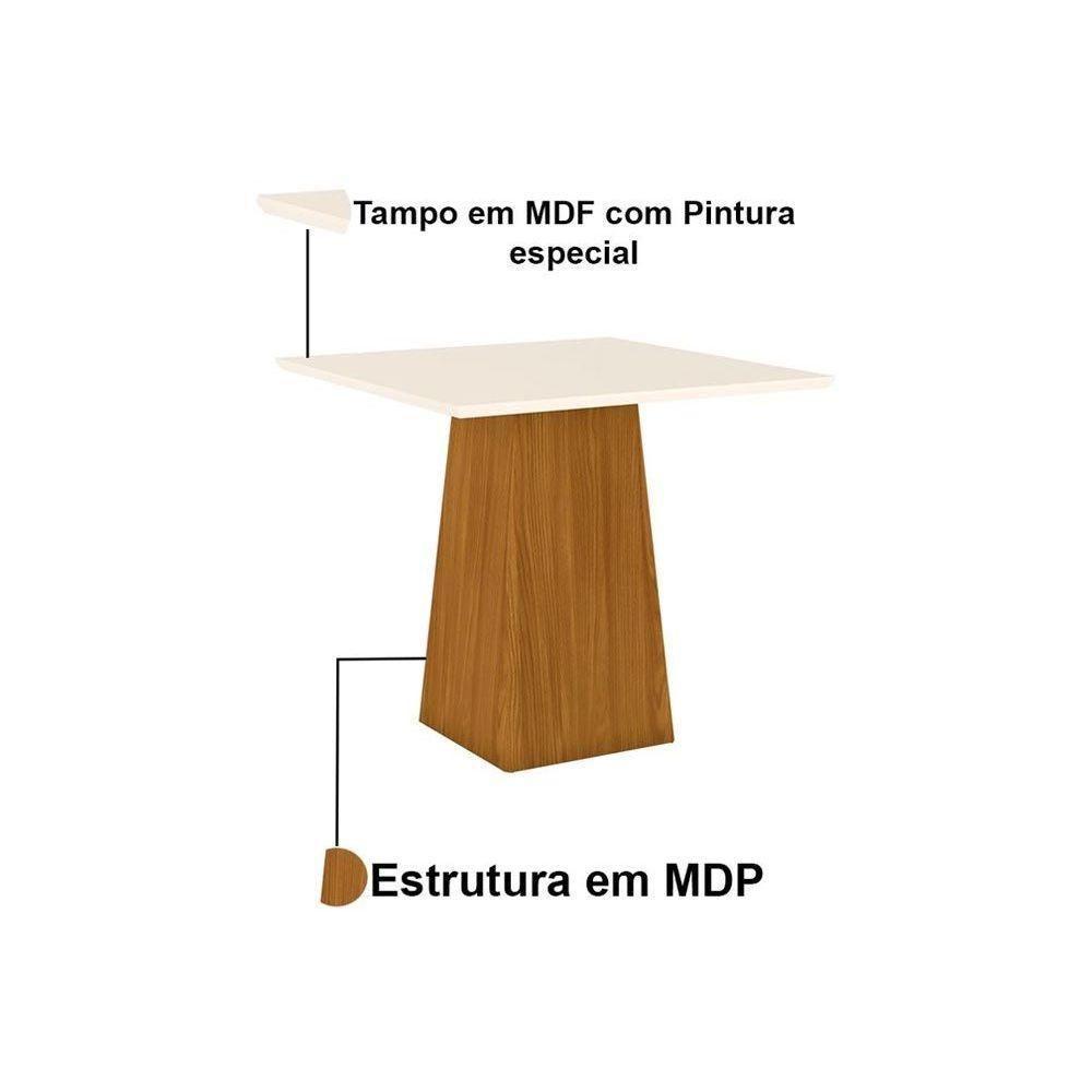 Kit Mesa Dora C- Tampo 90cm + 4 Cadeiras Isa Nature Veludo Light Linho - 5