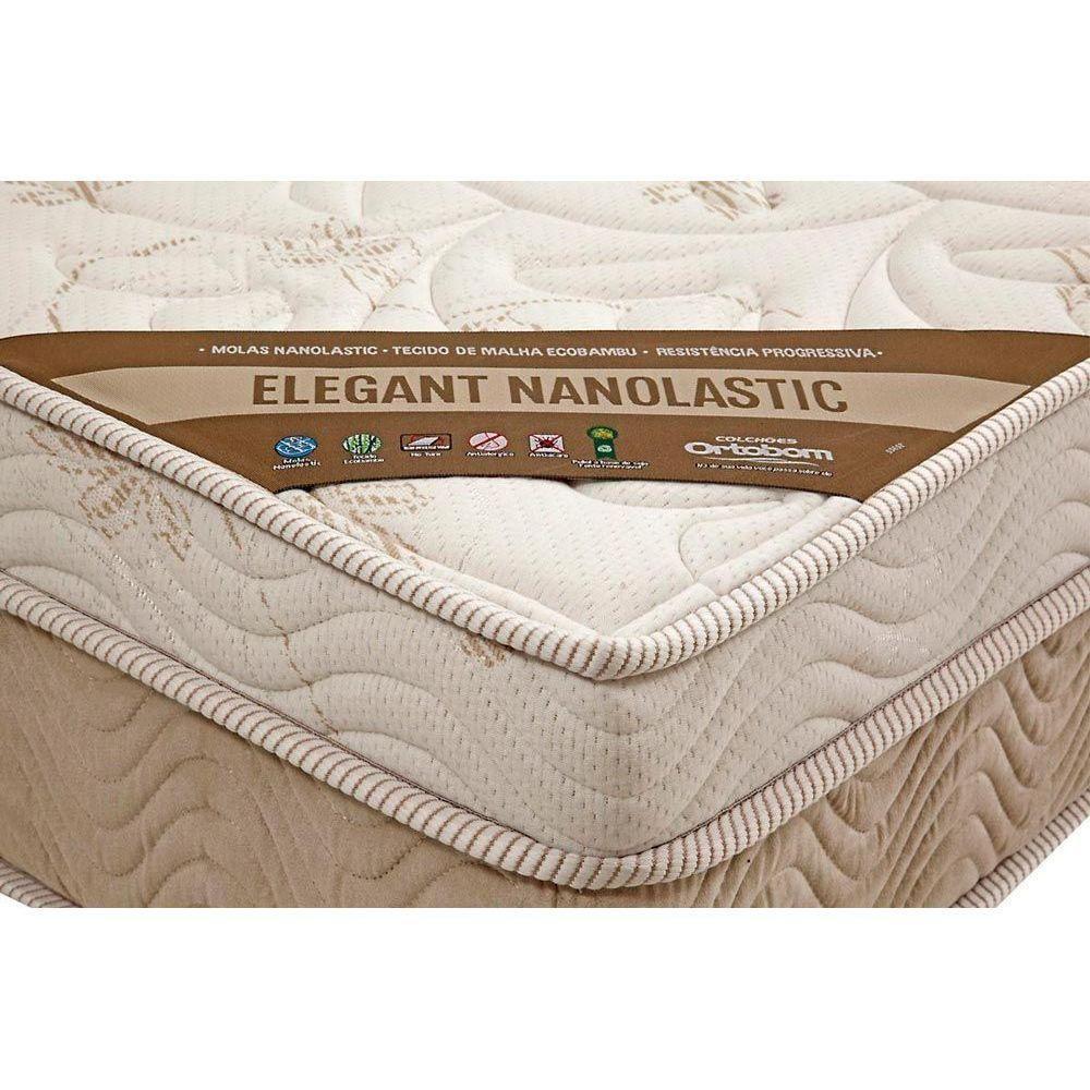 Cama Box Baú Casal: Colchão Molas Ortobom Nanolastic Elegant  + Base CRC Courano White(138x188) - 2