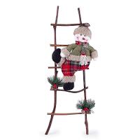 Escada De Natal Decorativa Rústica Em Poliéster Com Boneco 60cm Boneco De Neve - 1