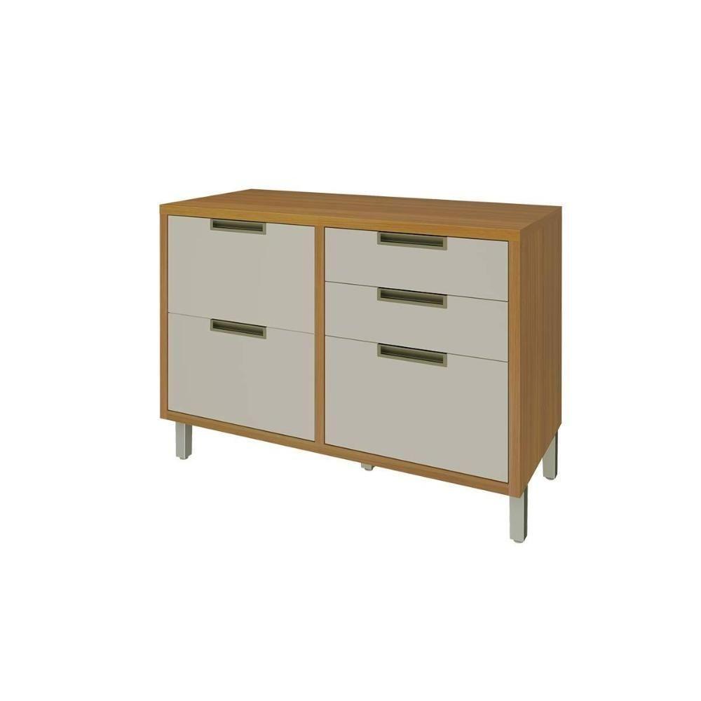 Balcão De Cozinha Modulado Imperatriz 1 Porta E 4 Gavetas C/ Tampo Freijo/off White - Nesher - 1