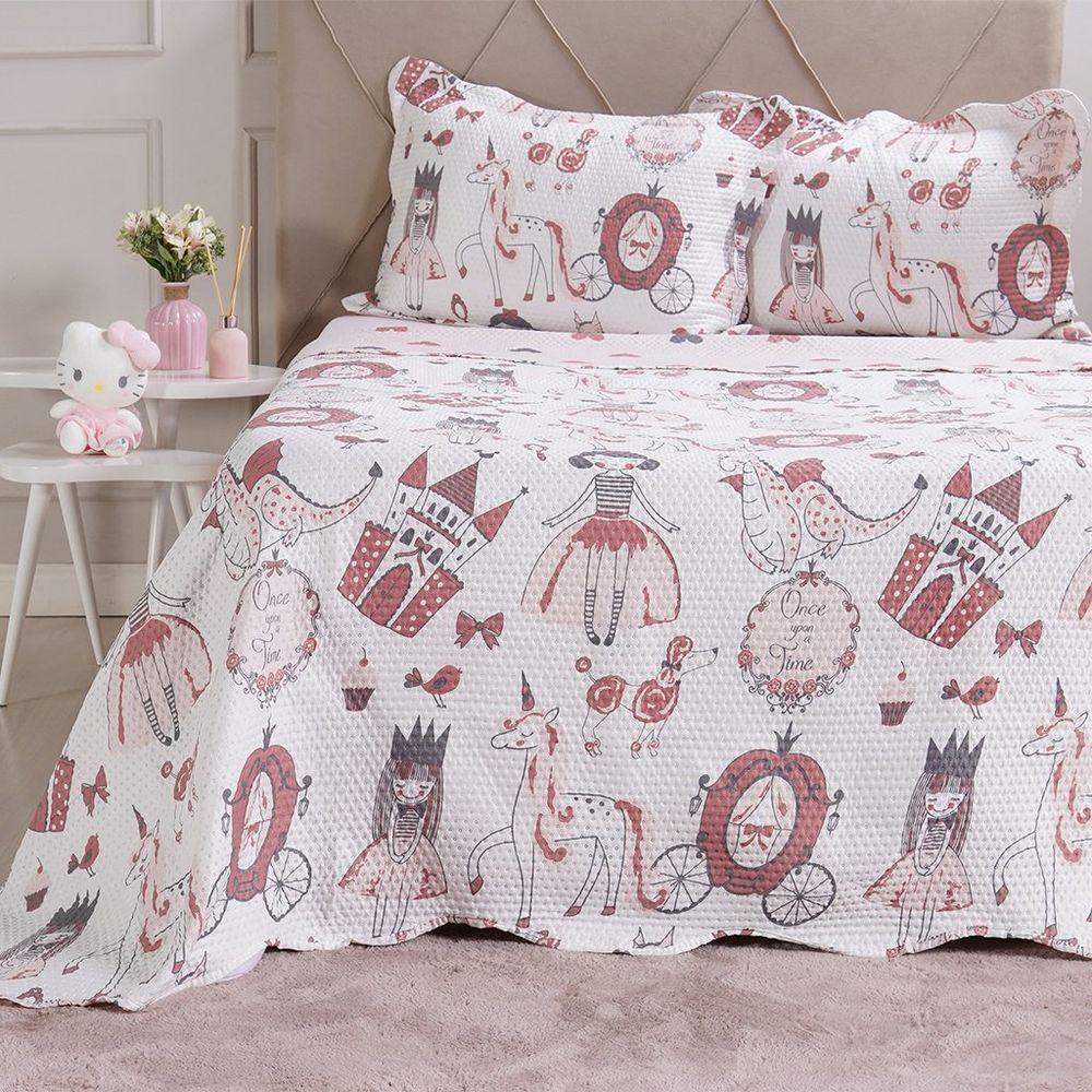 Kit Cobre Leito Rolinho Solteiro + Porta Travesseiro Toque Macio Era Uma Vez - 2