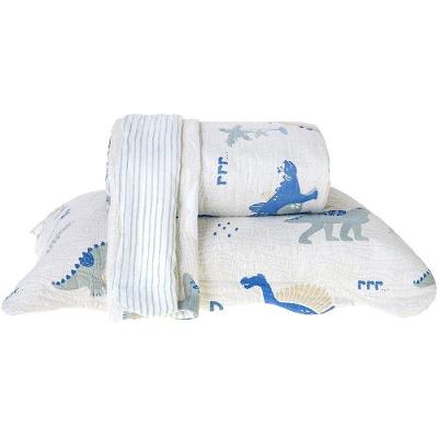 Kit Cobre Leito Rolinho Casal + Porta Travesseiro Toque Macio Dino