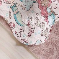 Kit Cobre Leito Rolinho Casal + Porta Travesseiro Toque Macio Sereia