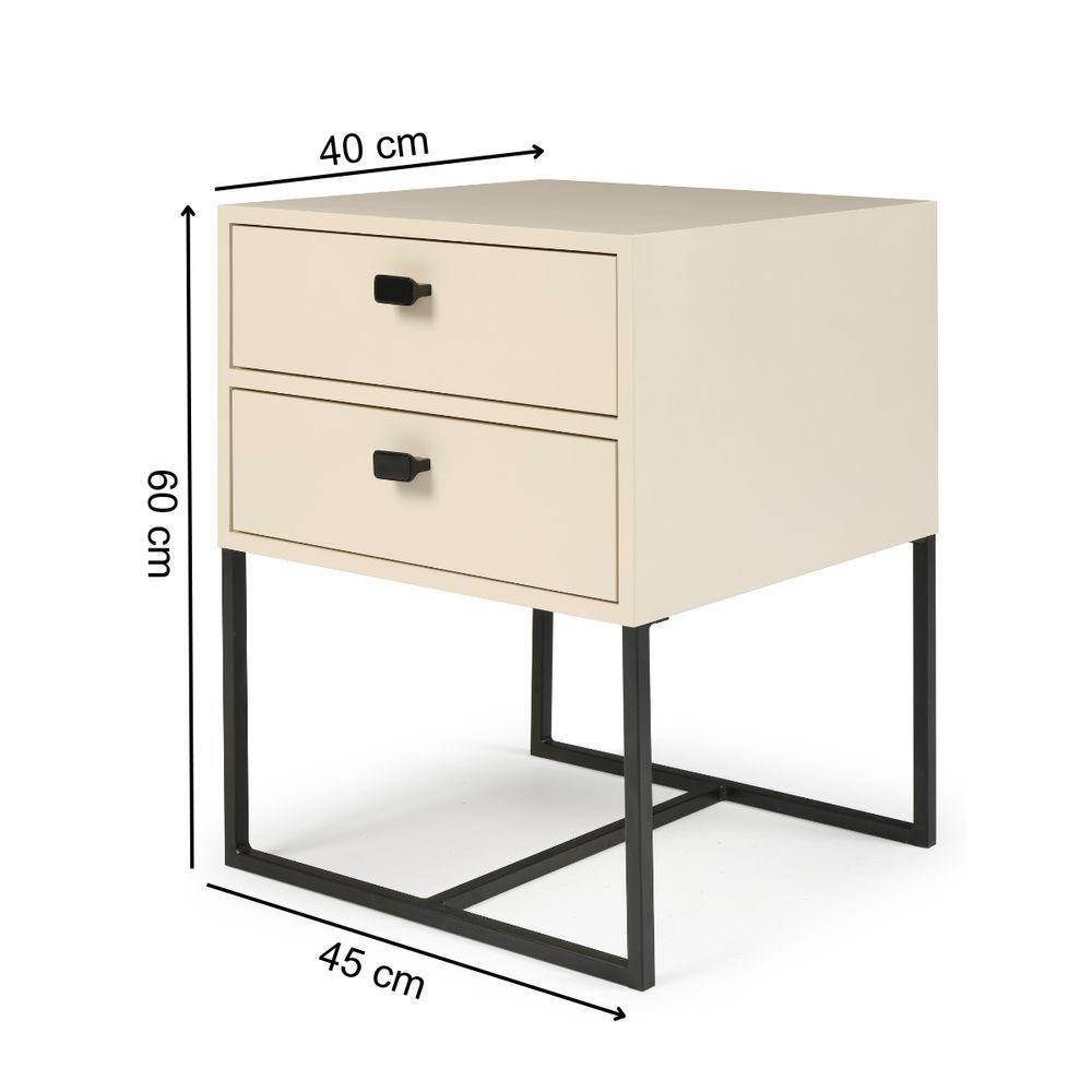 Mesa Cabeceira Medelim 2 Gavetas Off White - 2