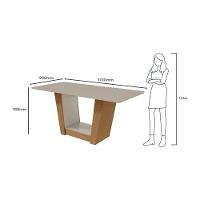 Mesa 1,70 Apogeu Com Vidro E 6 Cadeiras Apogeu Amendoa Clean/off White Lopas