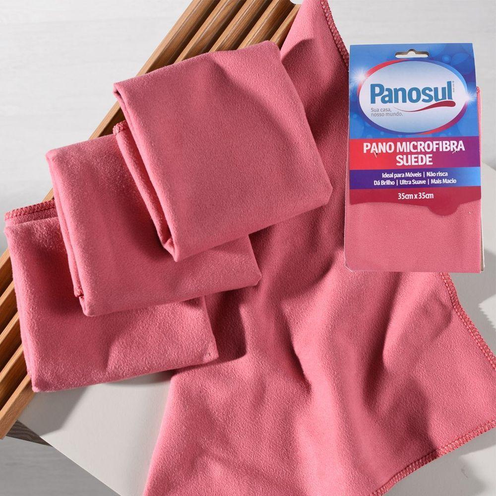 Kit 6 Pano Microfibra Suede Ideal Para Móveis Ultra Suave 35x35cm Rosa - 2
