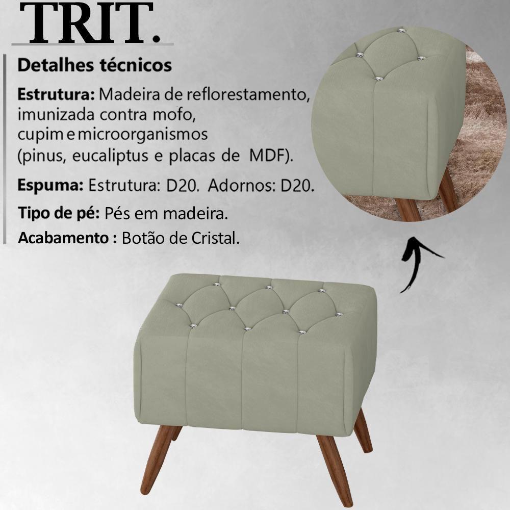 Puff Puf Para Sala Pes Madeira Trit Veludo Sl 940 Peer Sl 940 - 7