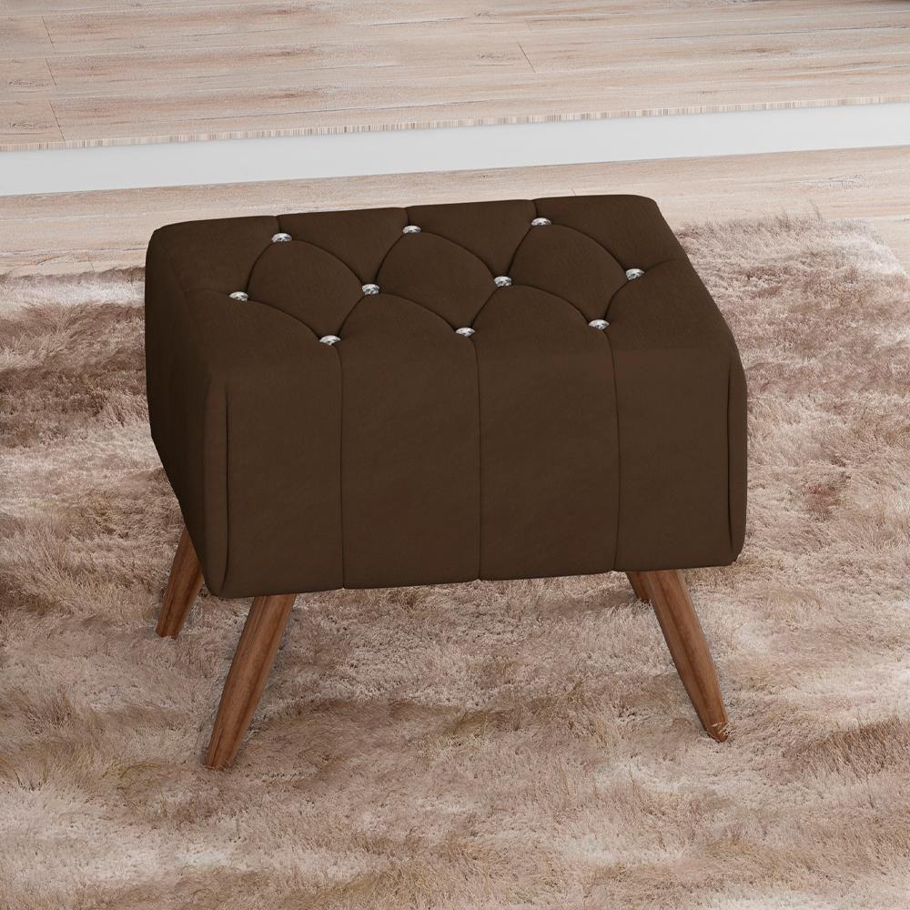 Puff Puf Para Sala Pes Madeira Trit Veludo Sl 942 Peer Sl 942 - 3