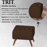 Puff Puf Para Sala Pes Madeira Trit Veludo Sl 942 Peer Sl 942 - 13