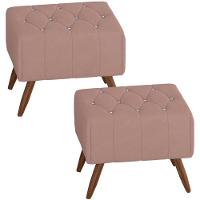 Kit 2 Puff Puf Para Sala Pes Madeira Trit Veludo Sl 949 Peer Sl 949 - 1