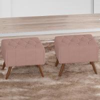 Kit 2 Puff Puf Para Sala Pes Madeira Trit Veludo Sl 949 Peer Sl 949 - 9