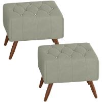 Kit 2 Puff Puf Para Sala Pes Madeira Trit Veludo Sl 940 Peer Sl 940 - 1