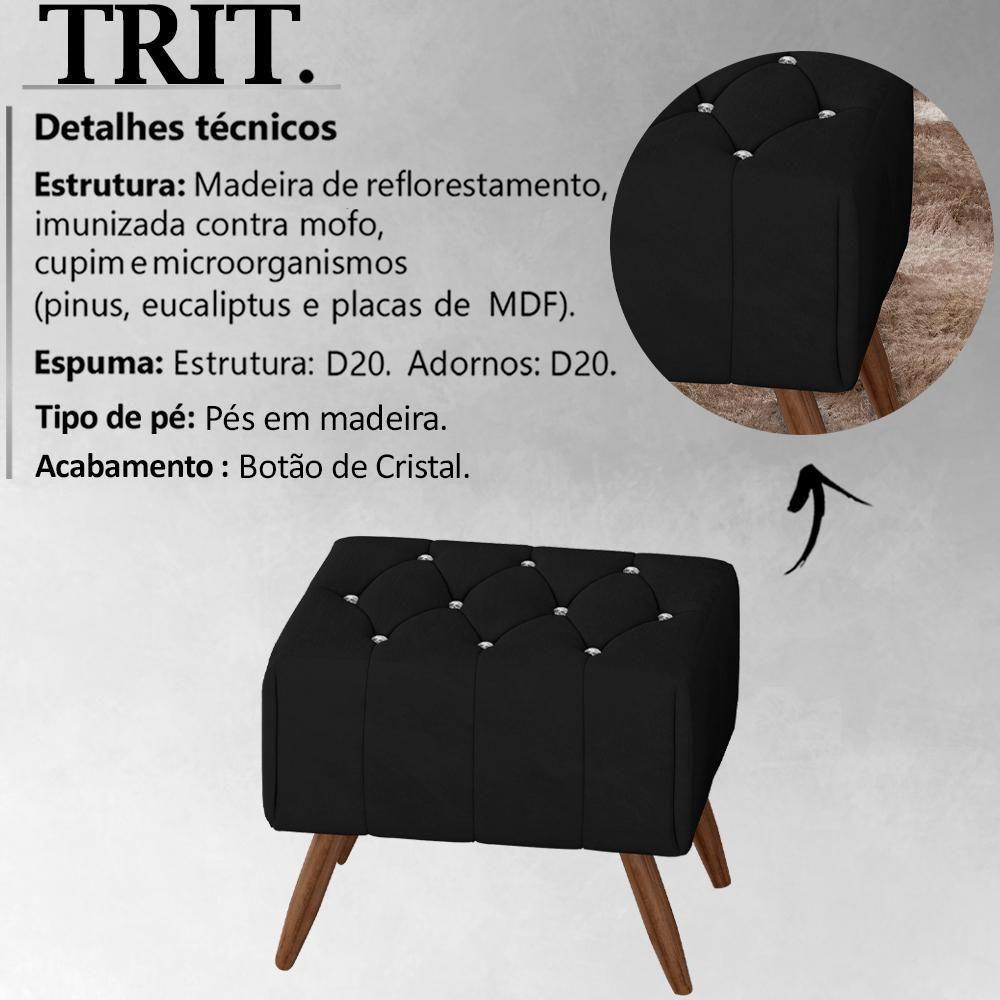 Kit 2 Puff Puf Para Sala Pes Madeira Trit Veludo Sl 944 Peer Sl 944 - 6