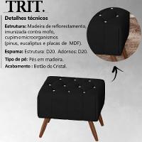 Kit 2 Puff Puf Para Sala Pes Madeira Trit Veludo Sl 944 Peer Sl 944 - 6