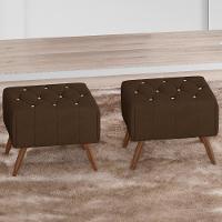 Kit 2 Puff Puf Para Sala Pes Madeira Trit Veludo Sl 942 Peer Sl 942 - 1