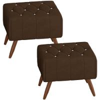 Kit 2 Puff Puf Para Sala Pes Madeira Trit Veludo Sl 942 Peer Sl 942 - 2