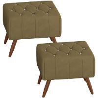 Kit 2 Puff Puf Para Sala Pes Madeira Trit Veludo Sl 945 Peer Sl 945