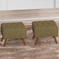 Kit 2 Puff Puf Para Sala Pes Madeira Trit Veludo Sl 945 Peer Sl 945 - 18