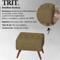 Kit 2 Puff Puf Para Sala Pes Madeira Trit Veludo Sl 945 Peer Sl 945 - 22