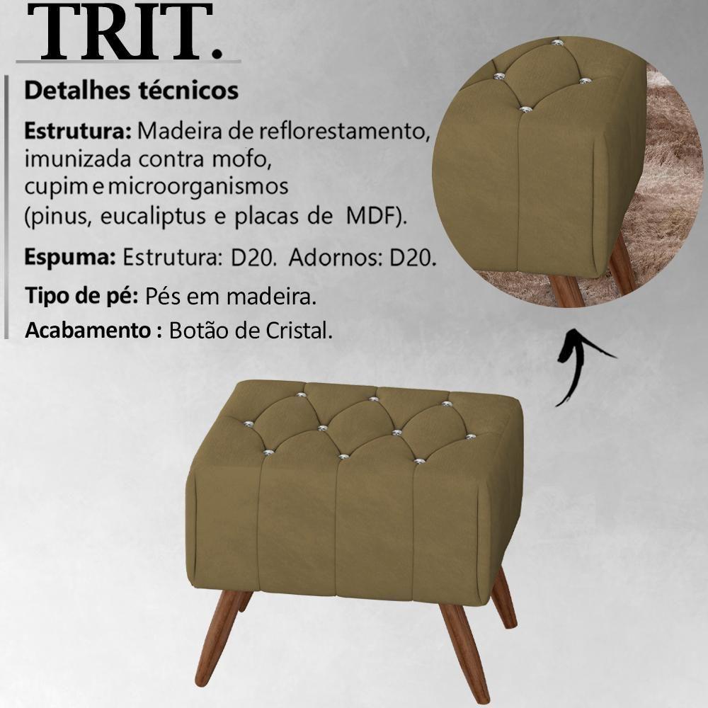 Puff Puf Para Sala Pes Madeira Trit Veludo Sl 945 Peer Sl 945 - 6