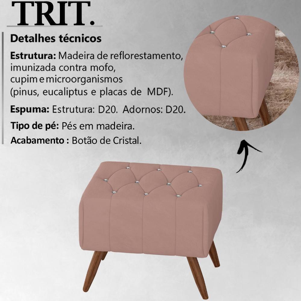 Puff Puf Para Sala Pes Madeira Trit Veludo Sl 949 Peer Sl 949 - 5