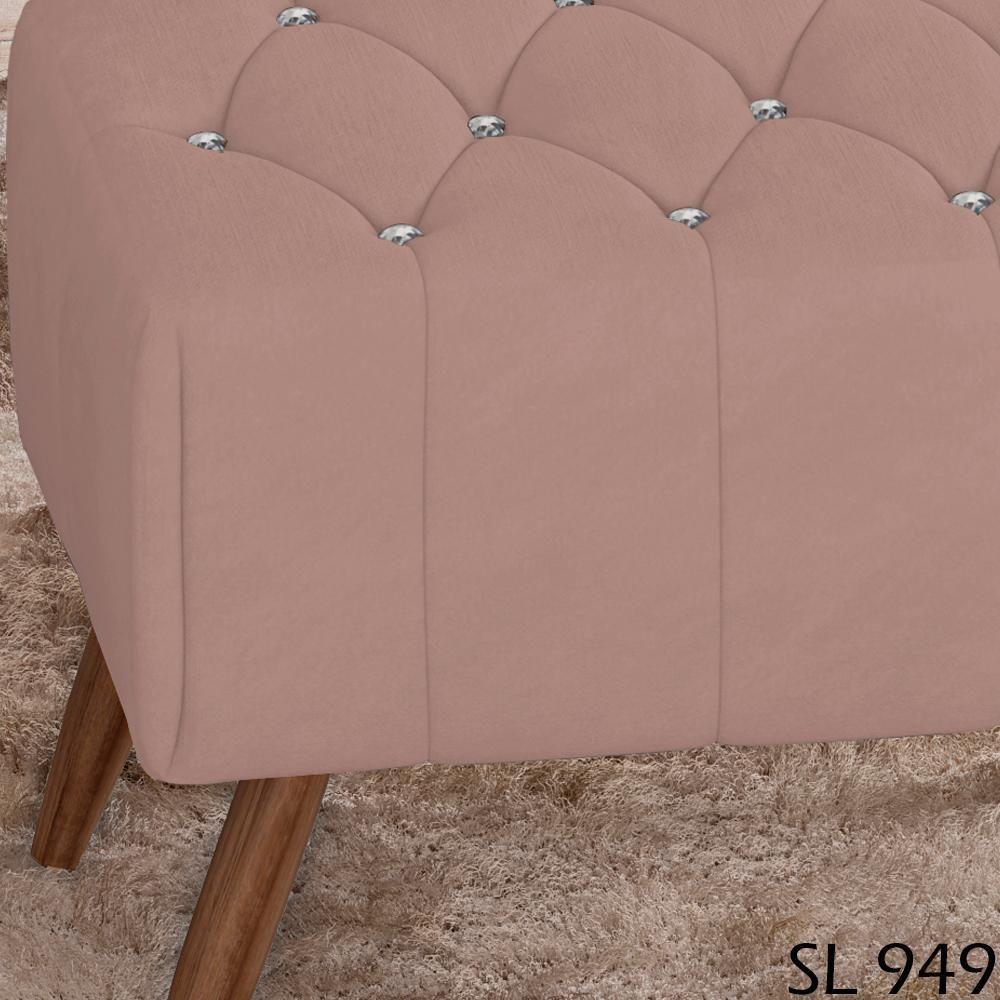 Puff Puf Para Sala Pes Madeira Trit Veludo Sl 949 Peer Sl 949 - 6