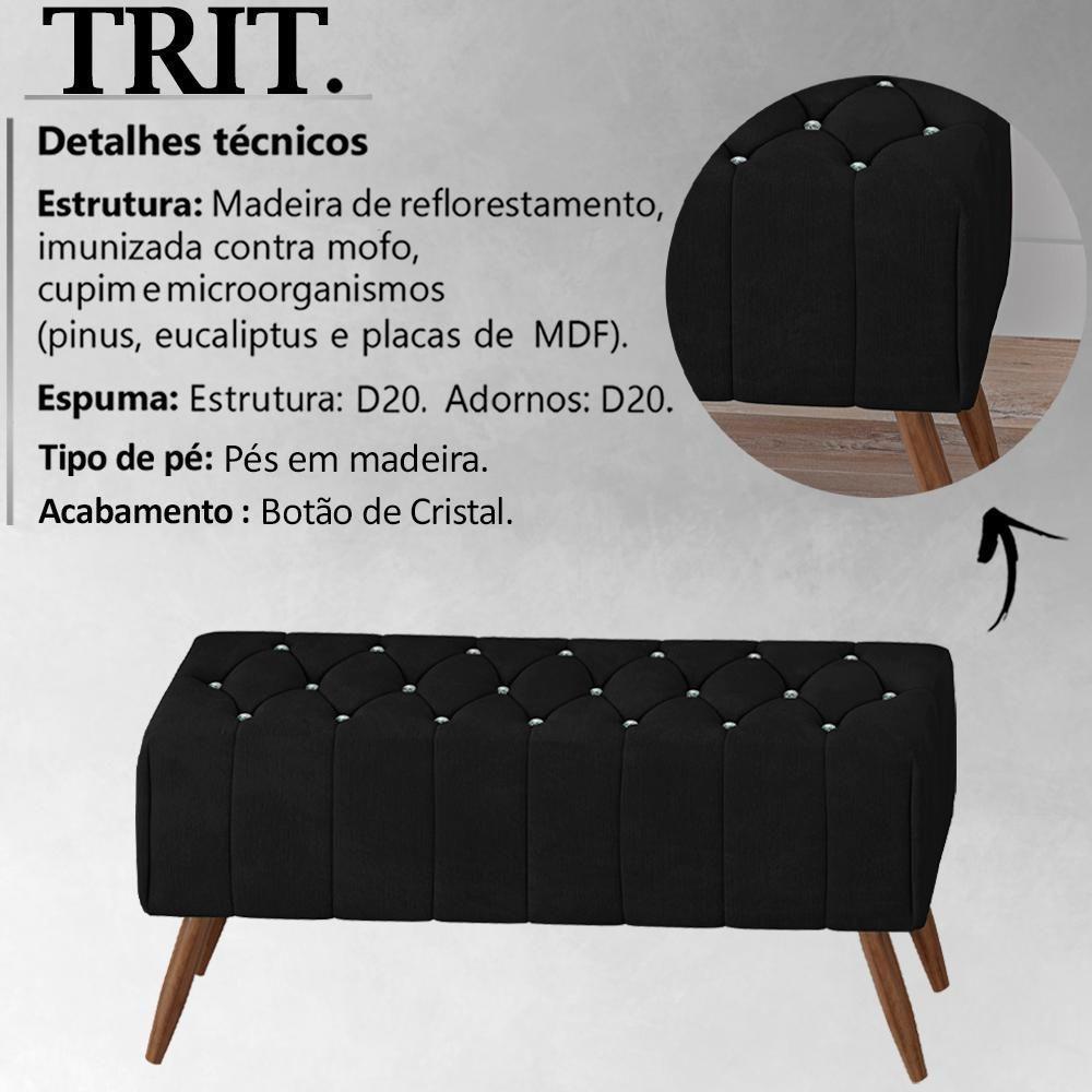 Puff Puf Para Sala 100 Cm Pes Madeira Trit Veludo Sl 944 Peer Sl 944 - 2