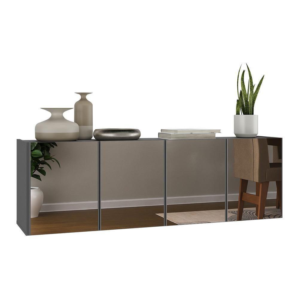 Aparador Buffet Suspenso Com Espelhos 4 Portas Multimóveis Mp8005 Grafite Grafite - 1