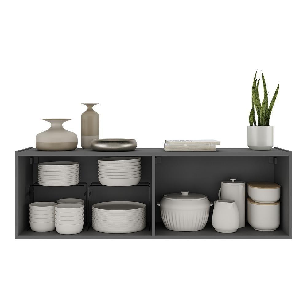 Aparador Buffet Suspenso Com Espelhos 4 Portas Multimóveis Mp8005 Grafite Grafite - 4