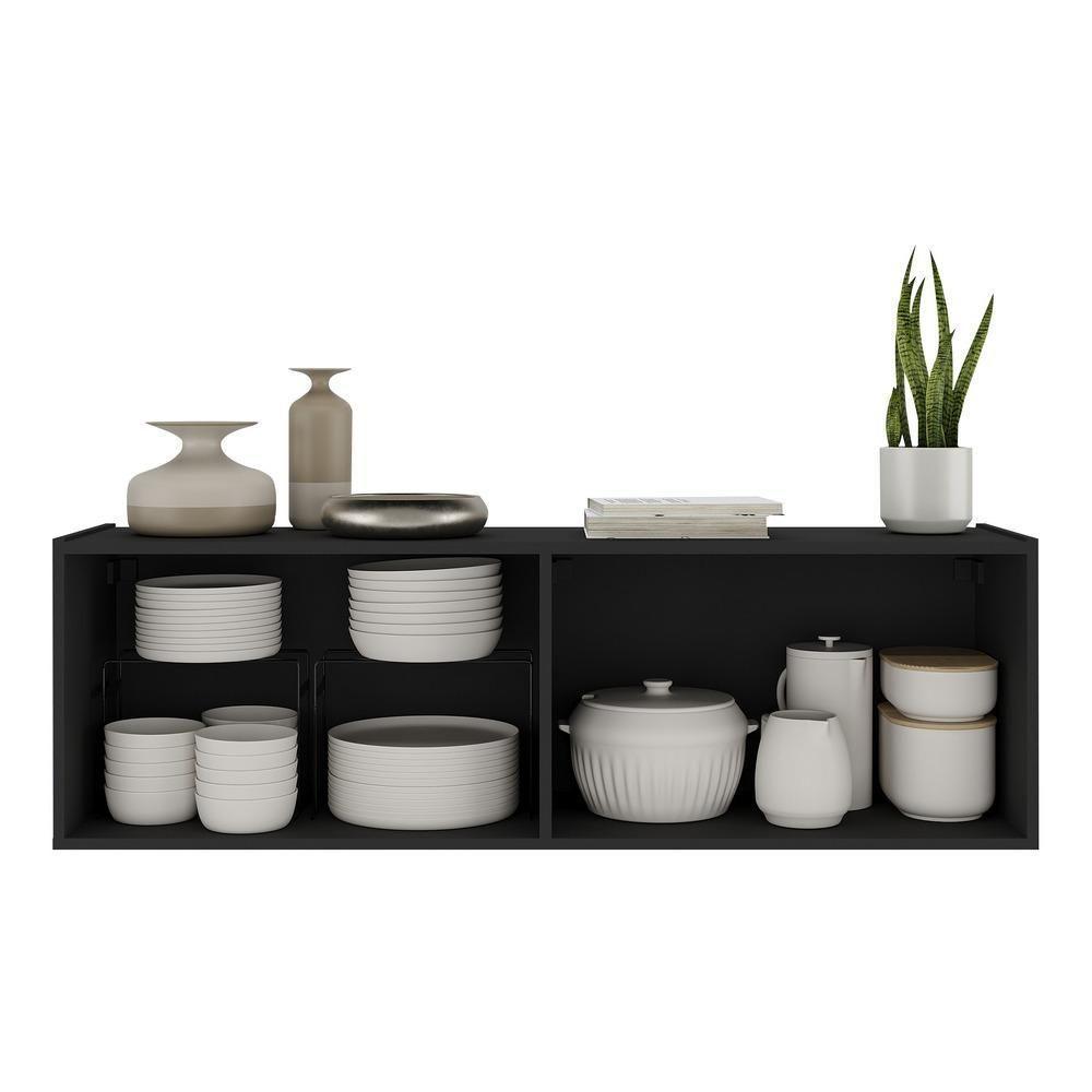 Aparador Buffet Suspenso Com Espelhos 4 Portas Multimóveis Mp8005 Preto Preto - 3