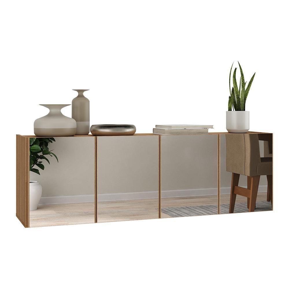 Aparador Buffet Suspenso Com Espelhos 4 Portas Multimóveis Mp8005 Rustic Rustic - 1