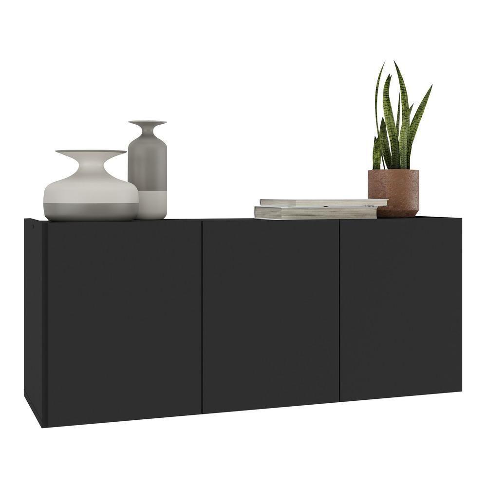Aparador Buffet Suspenso 3 Portas Multimóveis Mp8001 Preto Preto - 1
