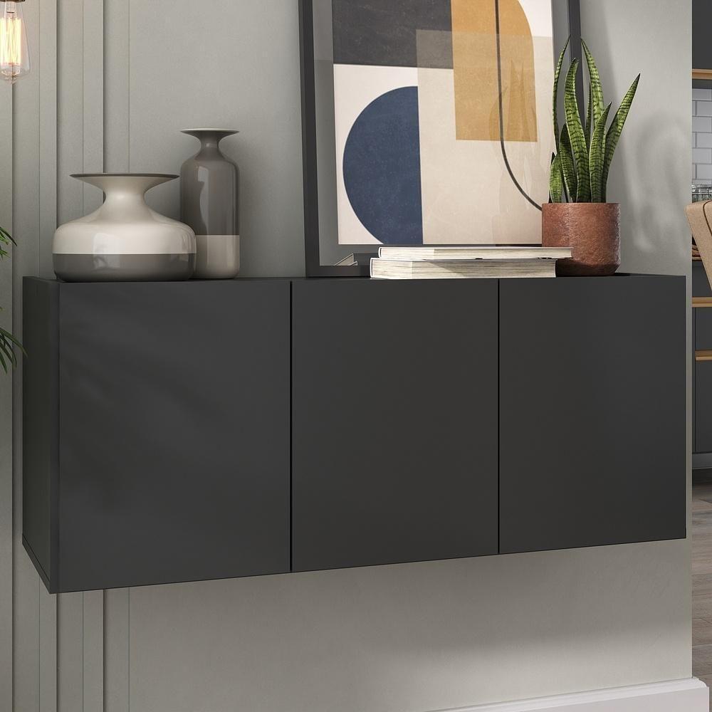 Aparador Buffet Suspenso 3 Portas Multimóveis Mp8001 Preto Preto - 3