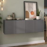 Aparador Buffet Suspenso 4 Portas Multimóveis Mp8002 Grafite Grafite