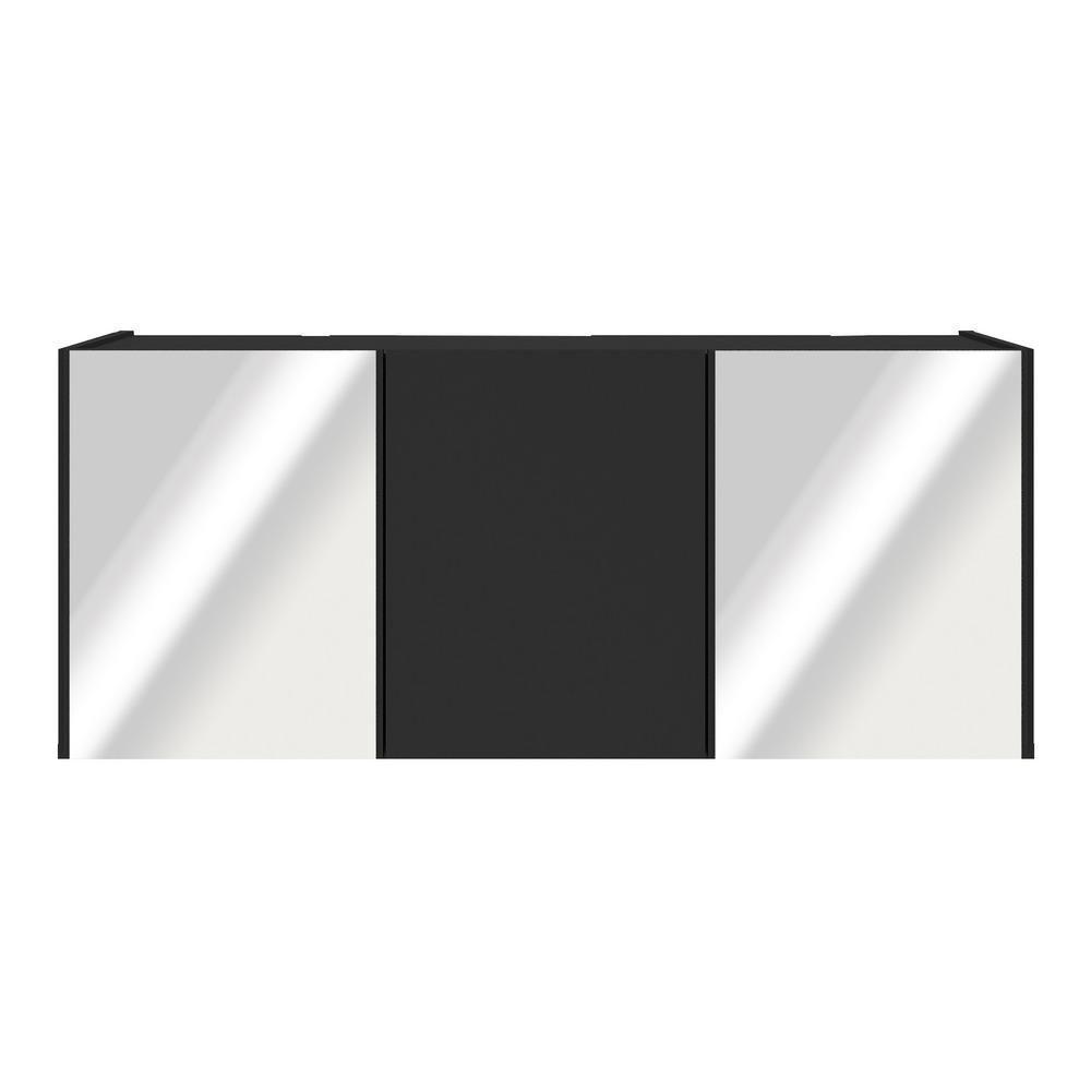 Aparador Buffet Suspenso Com Espelhos 3 Portas Multimóveis Mp8004 Preto Preto - 4