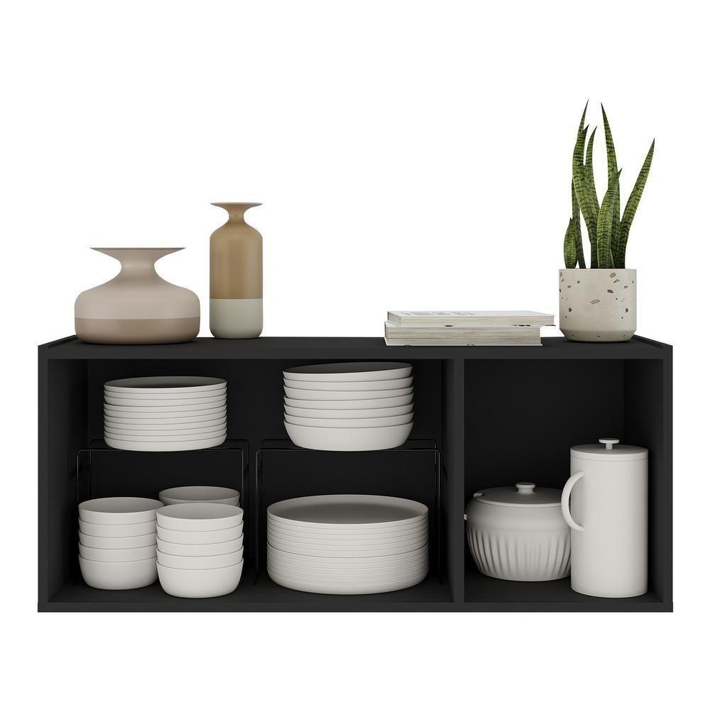 Aparador Buffet Suspenso Com Espelhos 3 Portas Multimóveis Mp8004 Preto Preto - 5