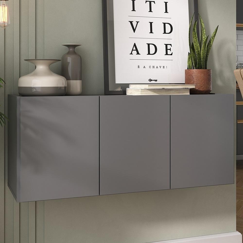 Aparador Buffet Suspenso 3 Portas Multimóveis Mp8001 Grafite Grafite - 2