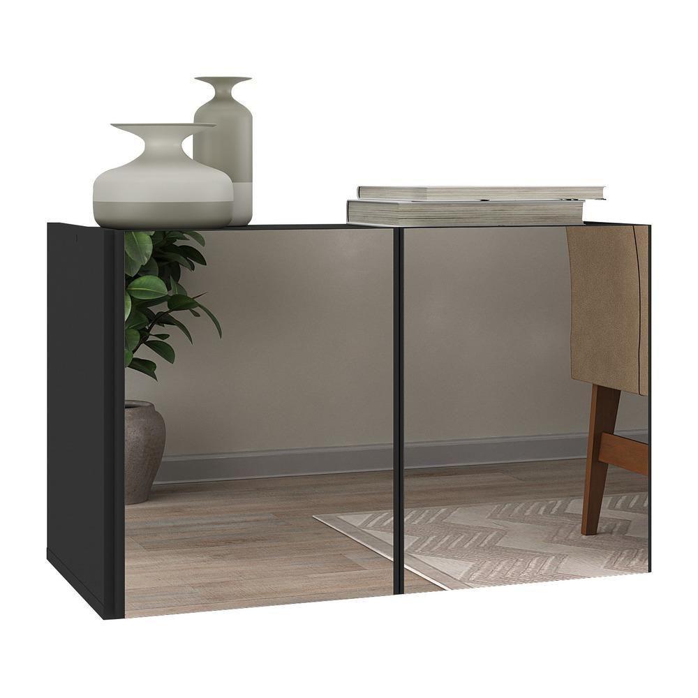 Aparador Buffet Suspenso Com Espelhos 2 Portas Multimóveis Mp8003 Preto Preto - 1