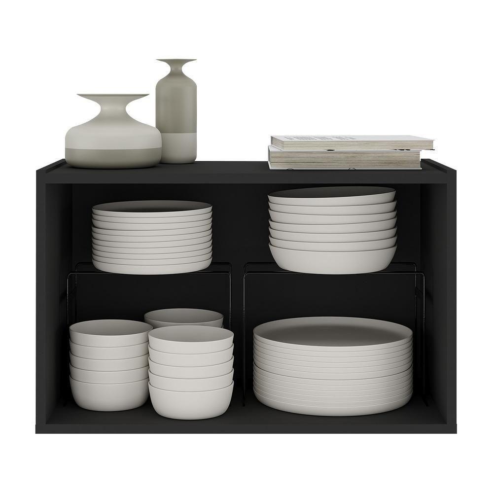 Aparador Buffet Suspenso Com Espelhos 2 Portas Multimóveis Mp8003 Preto Preto - 4