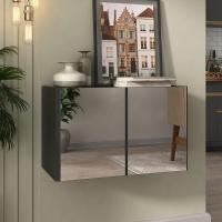 Aparador Buffet Suspenso Com Espelhos 2 Portas Multimóveis Mp8003 Preto Preto - 2