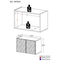Aparador Buffet Suspenso Com Espelhos 2 Portas Multimóveis Mp8003 Preto Preto - 3