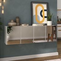 Aparador Buffet Suspenso Com Espelhos 4 Portas Multimóveis Mp8005 Branco Branco - 2