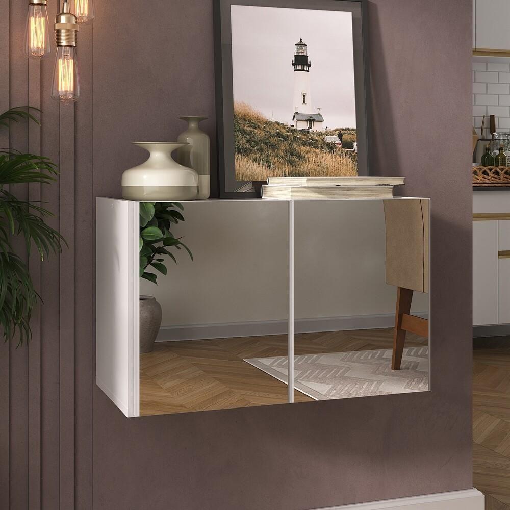 Aparador Buffet Suspenso Com Espelhos 2 Portas Multimóveis Mp8003 Branco Branco - 4