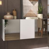 Aparador Buffet Suspenso Com Espelhos 3 Portas Multimóveis Mp8004 Branco Branco - 3